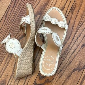 Jack Rogers Cream and Tan Wedge Sandals